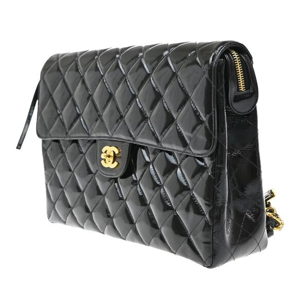 CHANEL CC Matelasse Chain Backpack Bag Patent Leather Black GHW Vintage 898RF602 - Picture 3 of 16